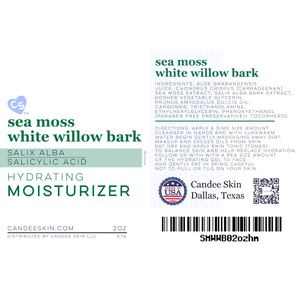 Sea Moss White Willow Bark Hydrating Moisturizer. Ingredients and Directions
