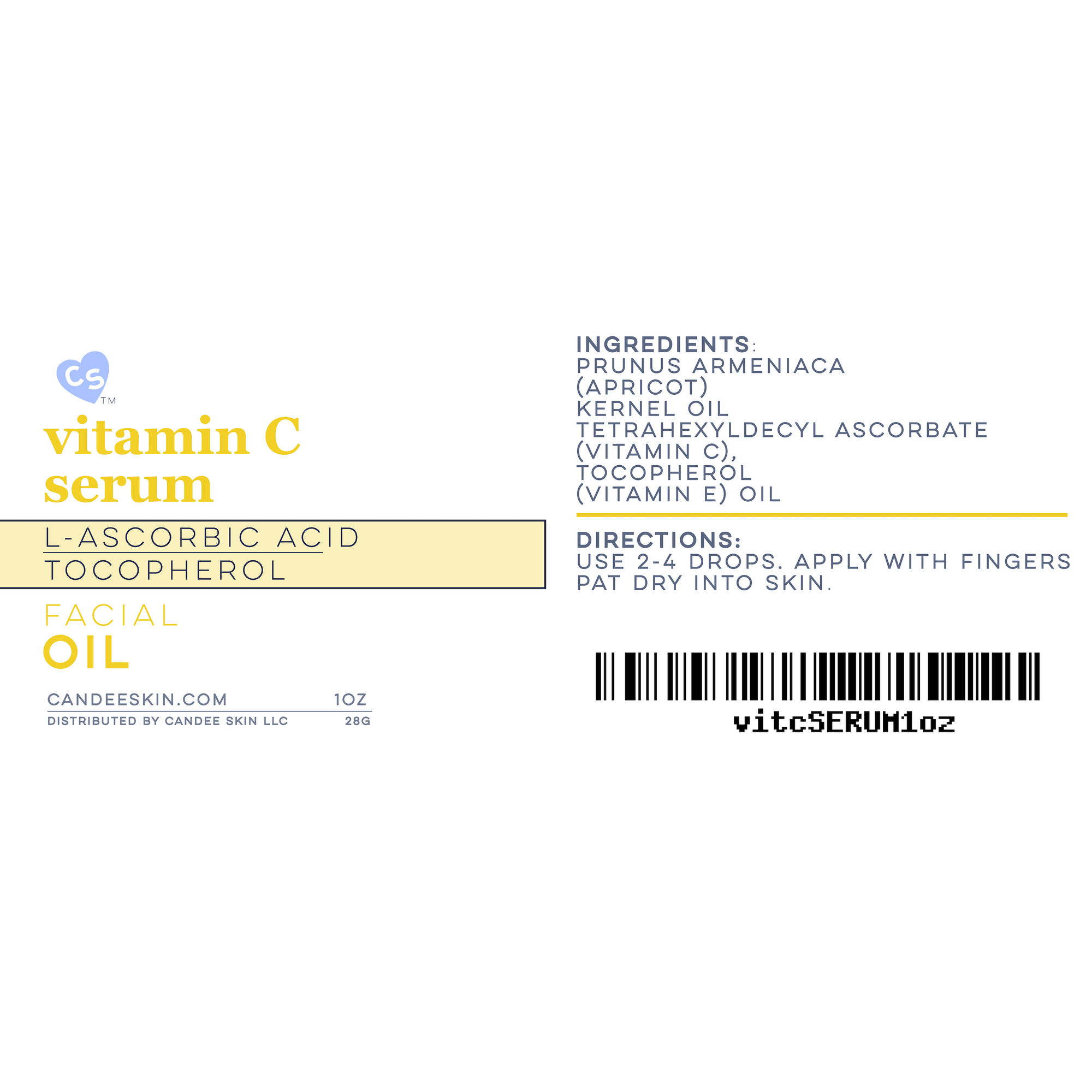 Vitamin C/ Tocopherol Serum Facial Oil. Ingredients and Directions.