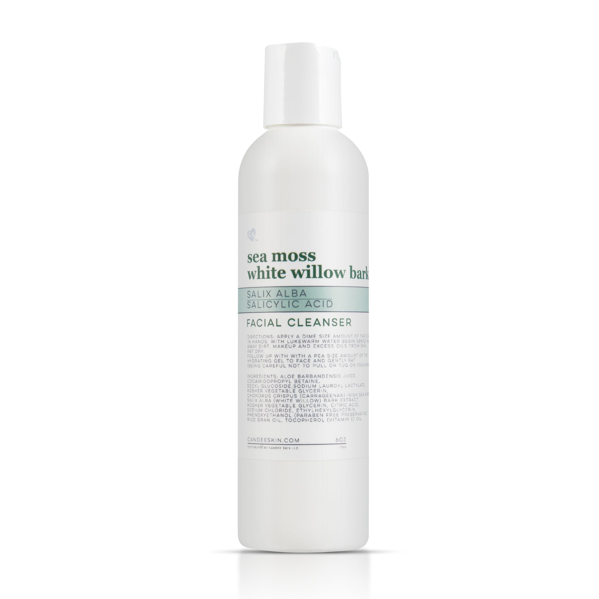 Sea Moss-White Willow Bark Facial Cleanser. Candee Skin Products. Simplified Skin Care Science.