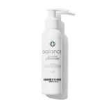 White bottle of Candee Skin Brand balance sea moss cleanser on a white background