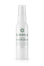 White bottle of Candee Skin Brand balance sea moss moisturizer on a white background