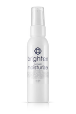 White bottle of Candee Skin Brand 'brighten' turmeric moisturizer on a white background