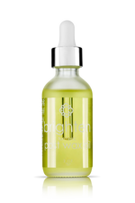 Bottle of  Candee Skin Brand post wax oil with dropper on a white background