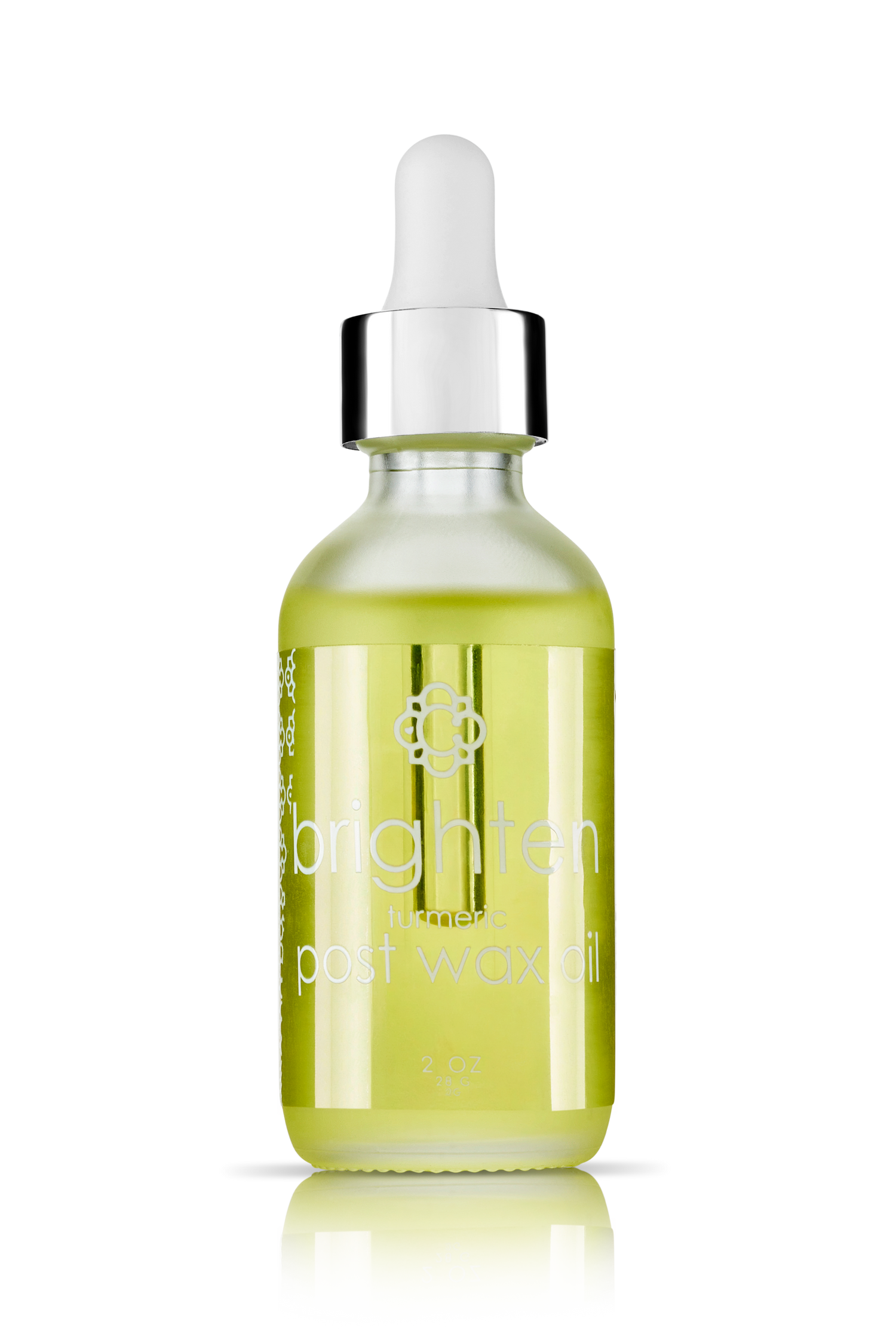 Bottle of  Candee Skin Brand post wax oil with dropper on a white background