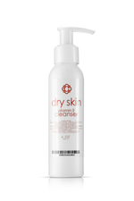 White bottle of Candee Skin Brand dry skin vitamin E cleanser on a white background