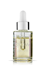 Candee Skin Brand Glass serum bottle with dropper labeled 'The Glow Serum' on a white background