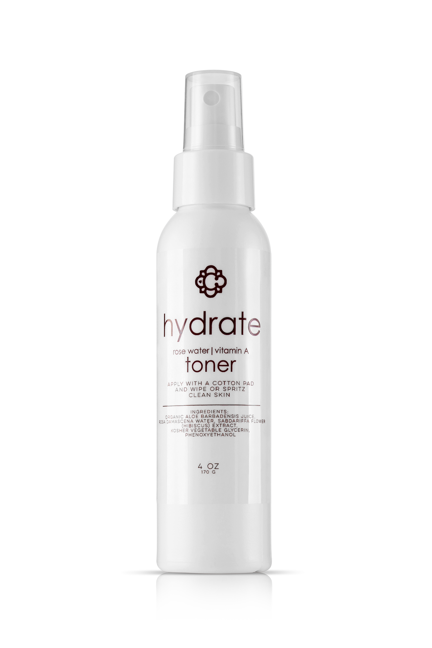 Candee Skin Brand bottle of hydrate toner on a white background