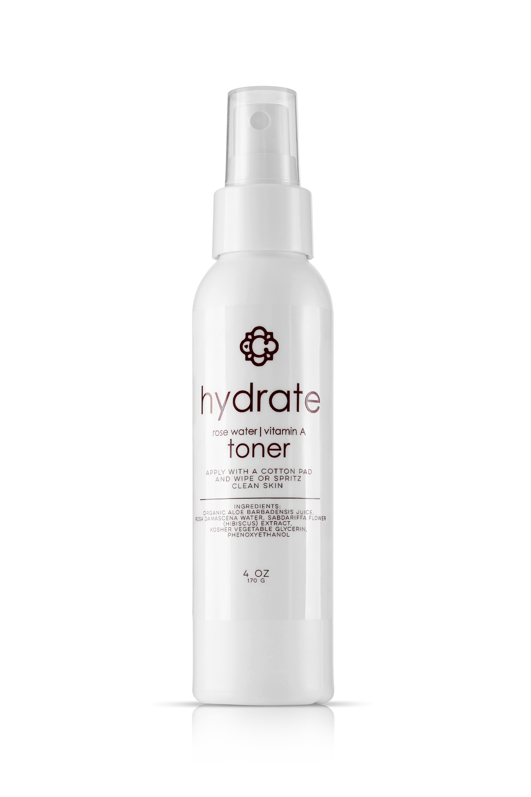 Candee Skin Brand bottle of hydrate toner on a white background