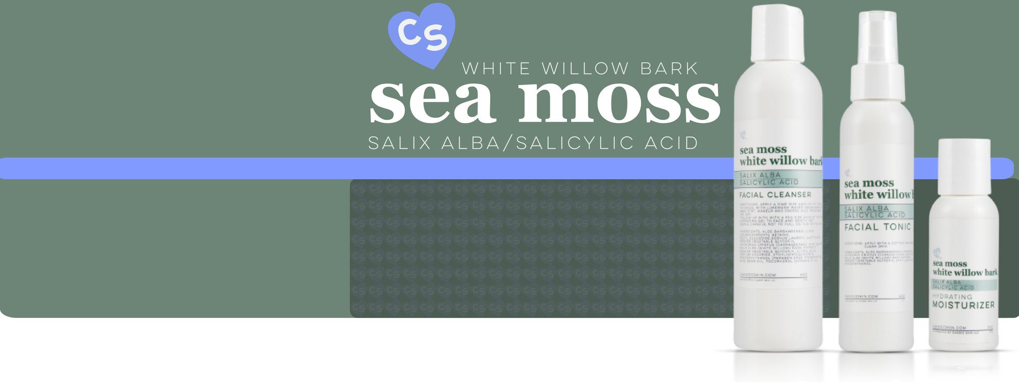 Sea Moss/ White Willow Bark Moisturizer, Toner & Facial Cleanser.Candee Skin Products. Shop the best in Simple Skin Care Science. Kojic Acid, Green Tea Extract, Vitamin C Vitamin E & Sea Moss Extract Skin Care Products