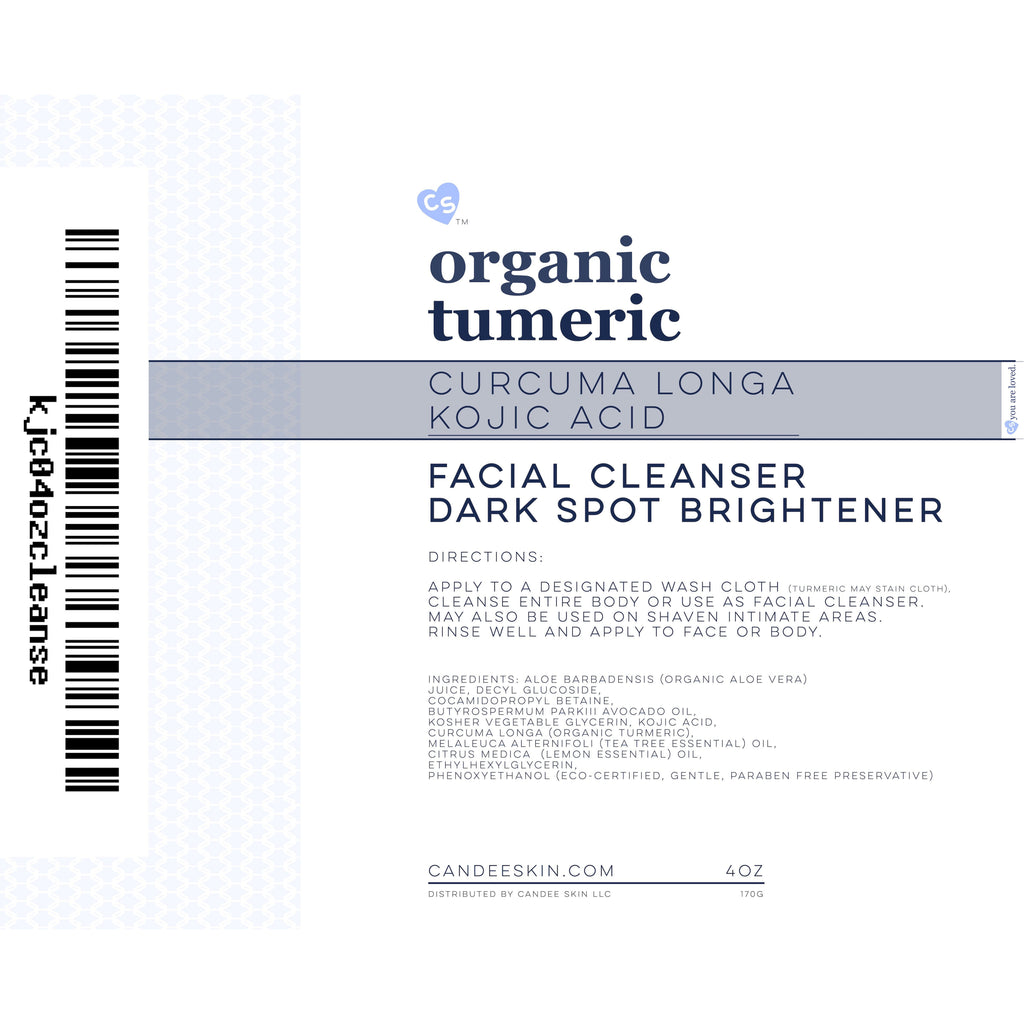 Kojic Acid & Organic Tumeric Facial Cleanser Dark Spot Brightener. Ingredients and Directions