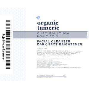 Kojic Acid & Organic Tumeric Facial Cleanser Dark Spot Brightener. Ingredients and Directions