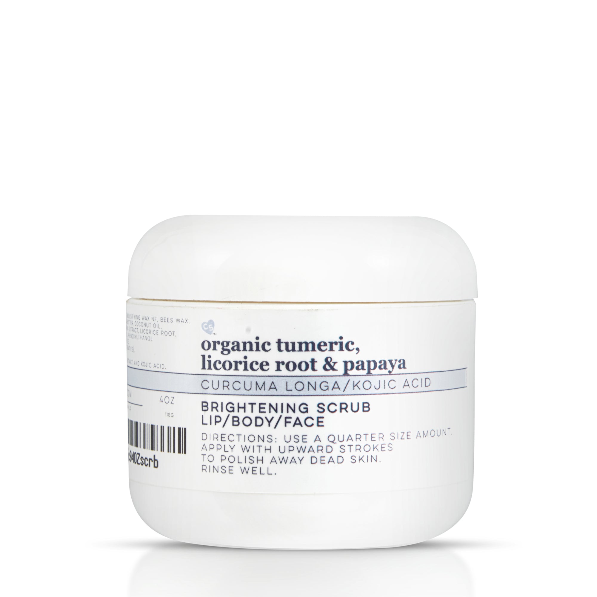Kojic Acid & Organic Tumeric Brightening Scrub . Candee Skin Products. Simplified Skin Care Science.