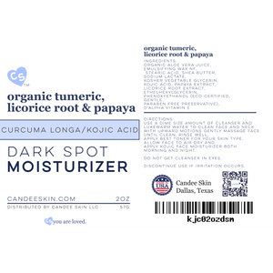 Tumeric/Kojic Acid Dark Spot Moisturizer. Ingredients and Directions