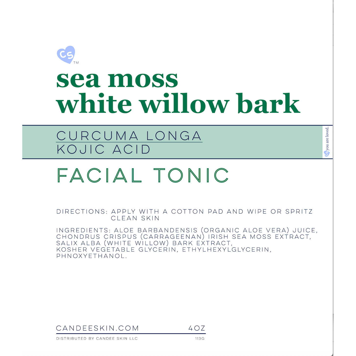 Sea Moss-White Willow Bark Facial Toner. Ingredients and Directions.