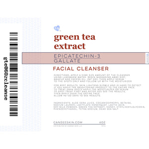 Green Tea Extract Facial Cleanser Ingredients/ Directions.Candee Skin Products. Simplified Skin Care Science.